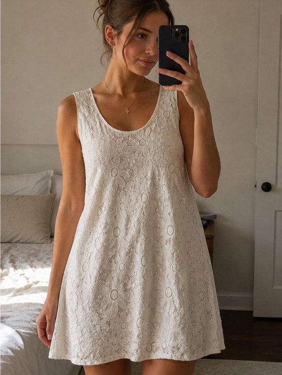 Tiana B. Dresses & Skirts - Tiana B White Floral Lace Sleeveless Shift Dress Size XL